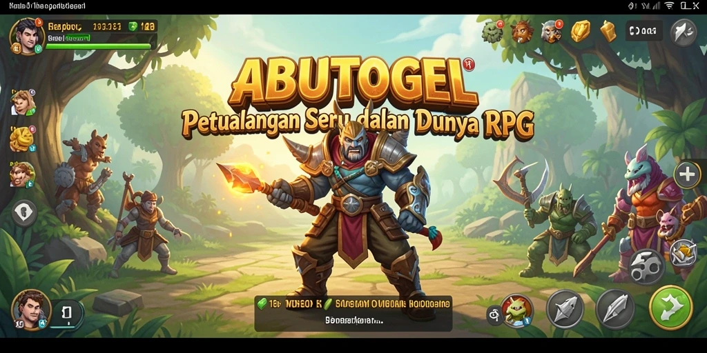Tampilan screenshot utama ABUTOGEL menampilkan aksi pertarungan epik dan dunia yang menakjubkan.