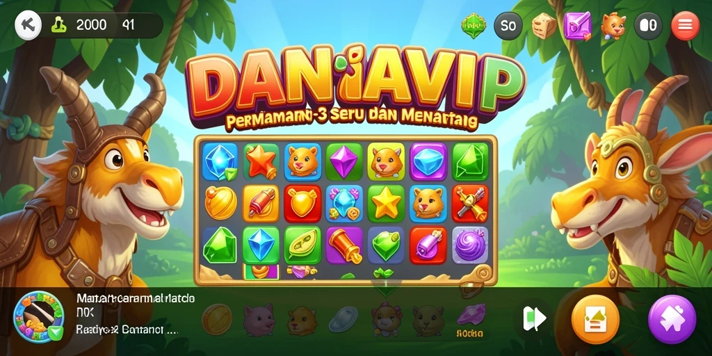 Tampilan gameplay seru DANAVIP dengan elemen match-3 yang menantang.