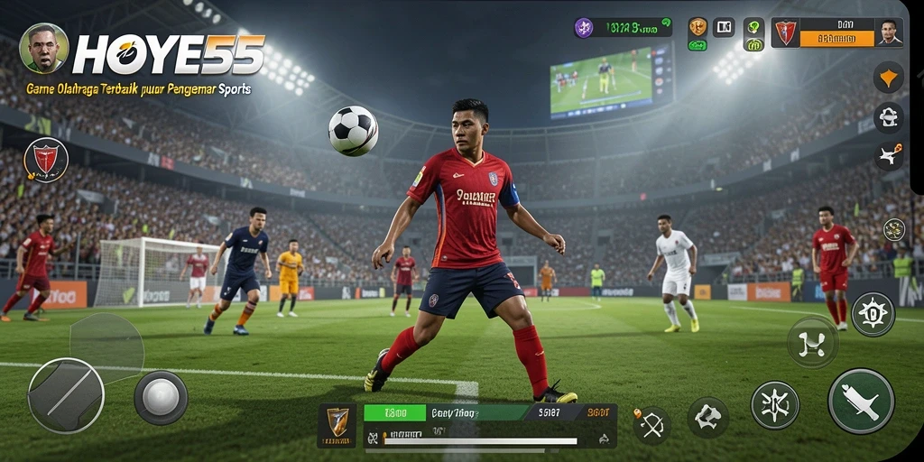 Tampilan gameplay seru dalam HOYE55 dengan aksi olahraga mendebarkan.