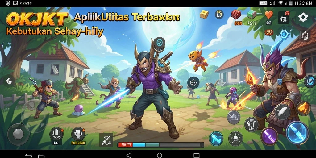 Screenshot yang menampilkan antarmuka aplikasi OKJKT yang menarik.