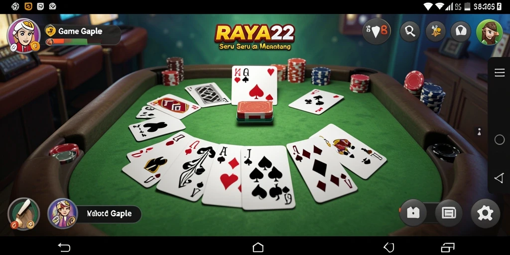 Tampilan screenshot utama RAYA22 menampilkan gameplay Gaple yang menarik.