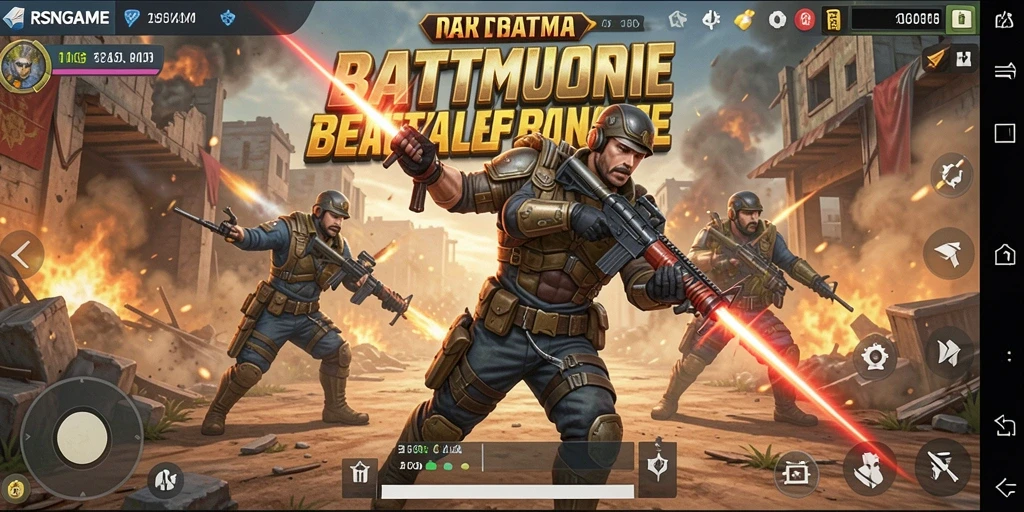 Tampilan menegangkan gameplay RSNGAME dalam pertempuran Battle Royale.