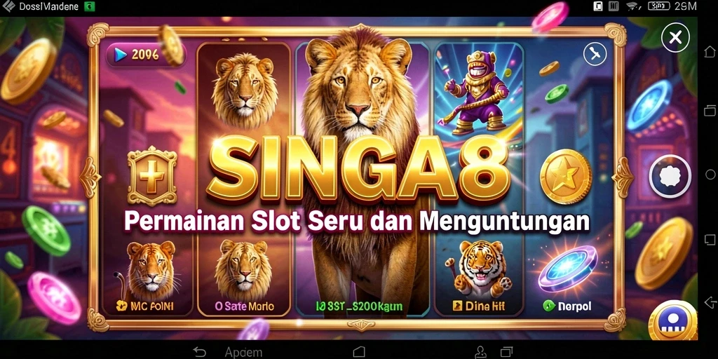 Tampilan gameplay menarik dari permainan slot SINGA8.