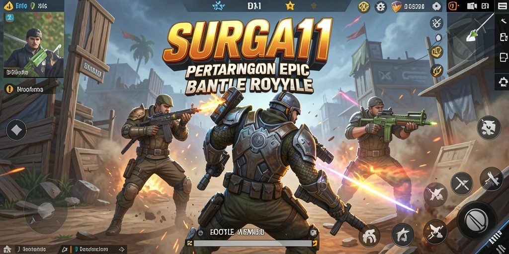 Tangkapan layar SURGA11 menampilkan pertarungan intens di arena Battle Royale.