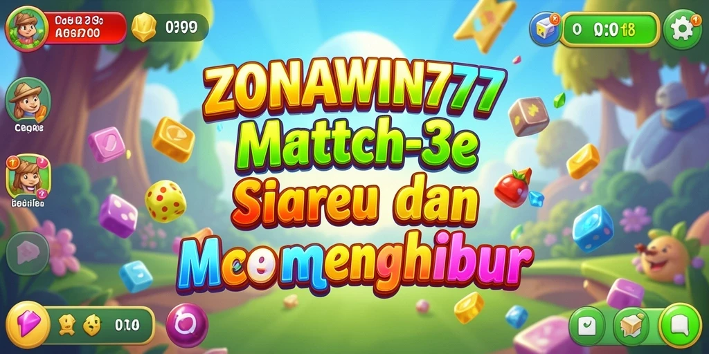 Tampilan gameplay ZONAWIN777 dengan efek Match-3 yang menarik.